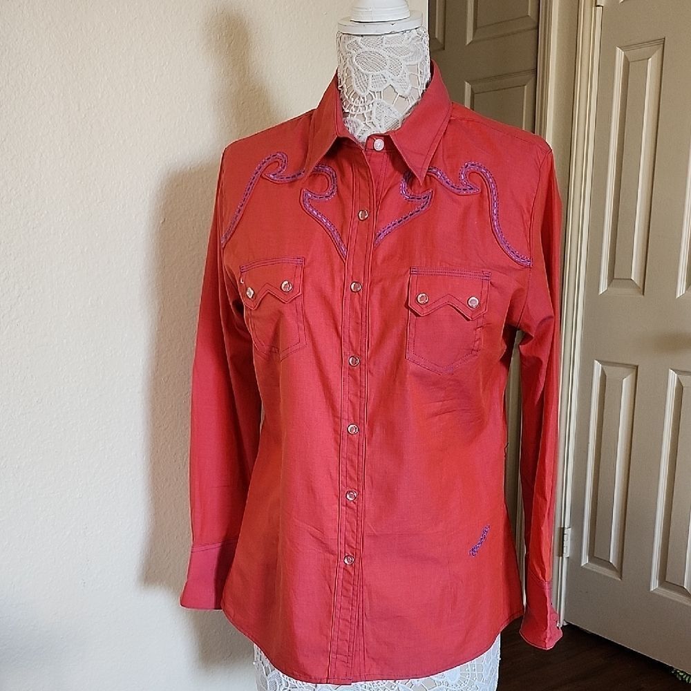 Wrangler Western Coastal Cowgirl Rodeo Adventurewear Shirt Size L New No Tags